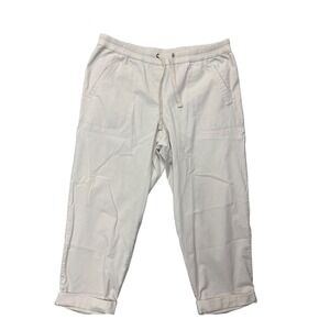 J.Jill Women's M Medium Beige Capri Cropped‎ Pants Elastic Waist Drawstring